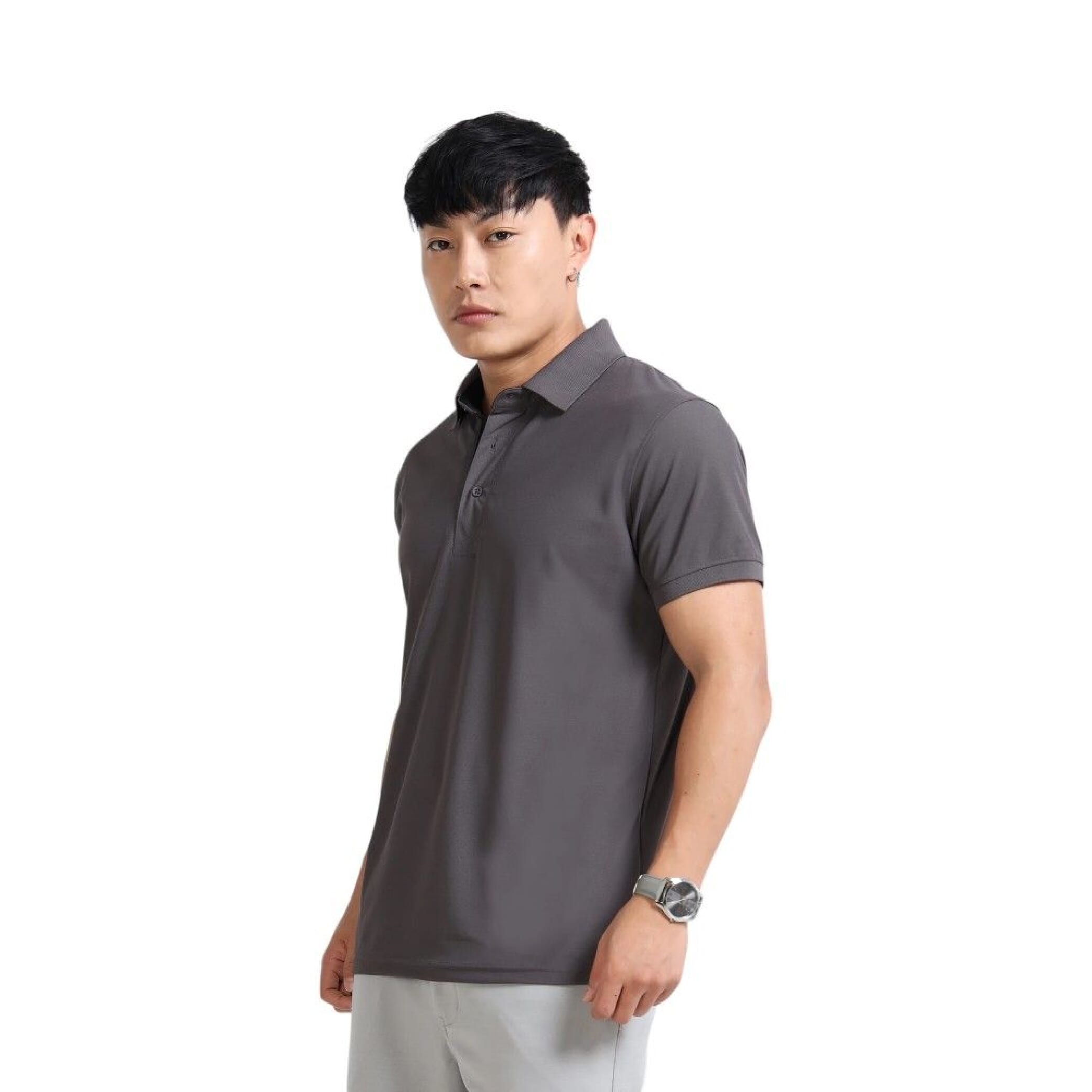 Greys&Blues AeroPiq Polo Tshirt- Dark Grey